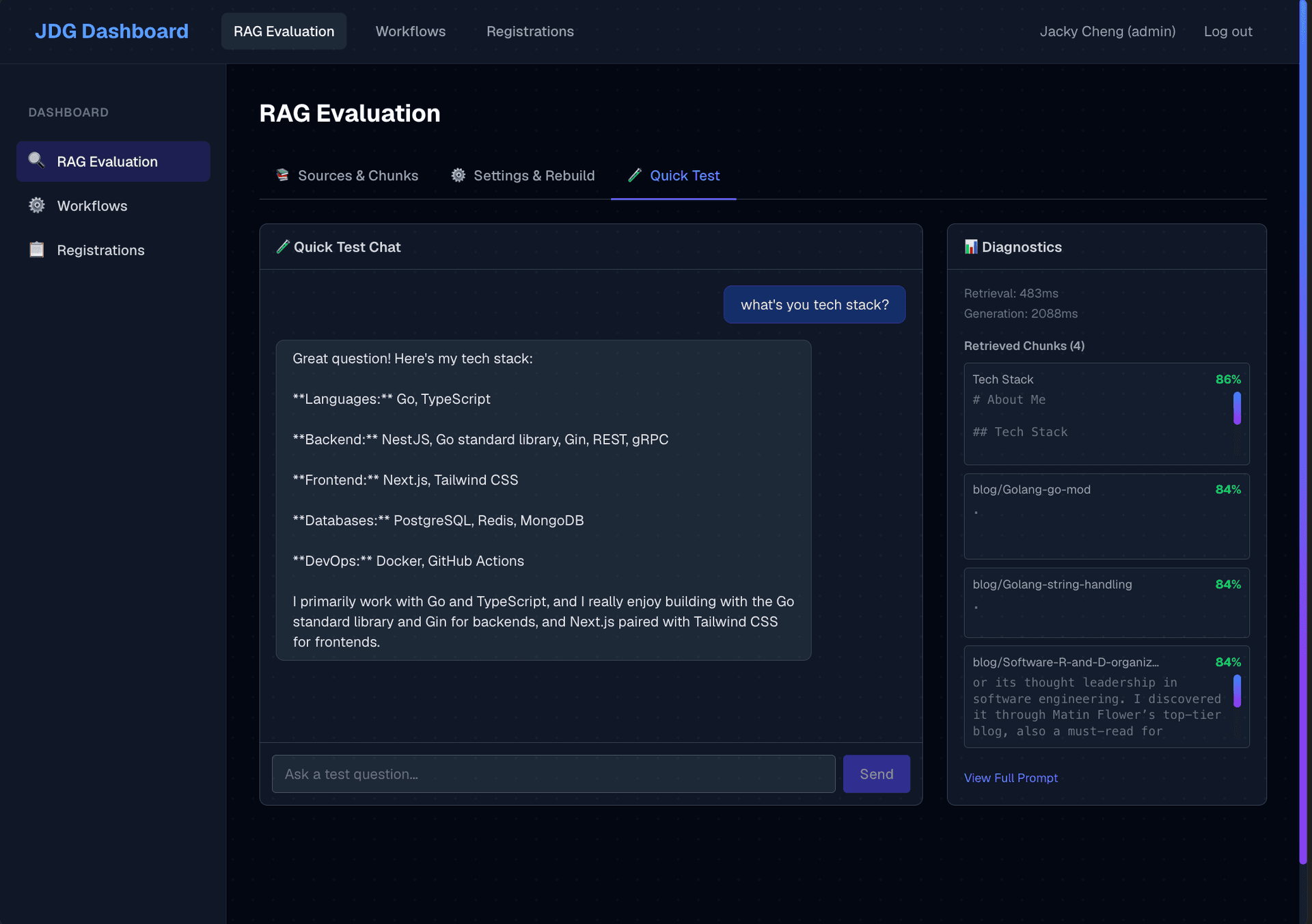 Test Chat Screenshot